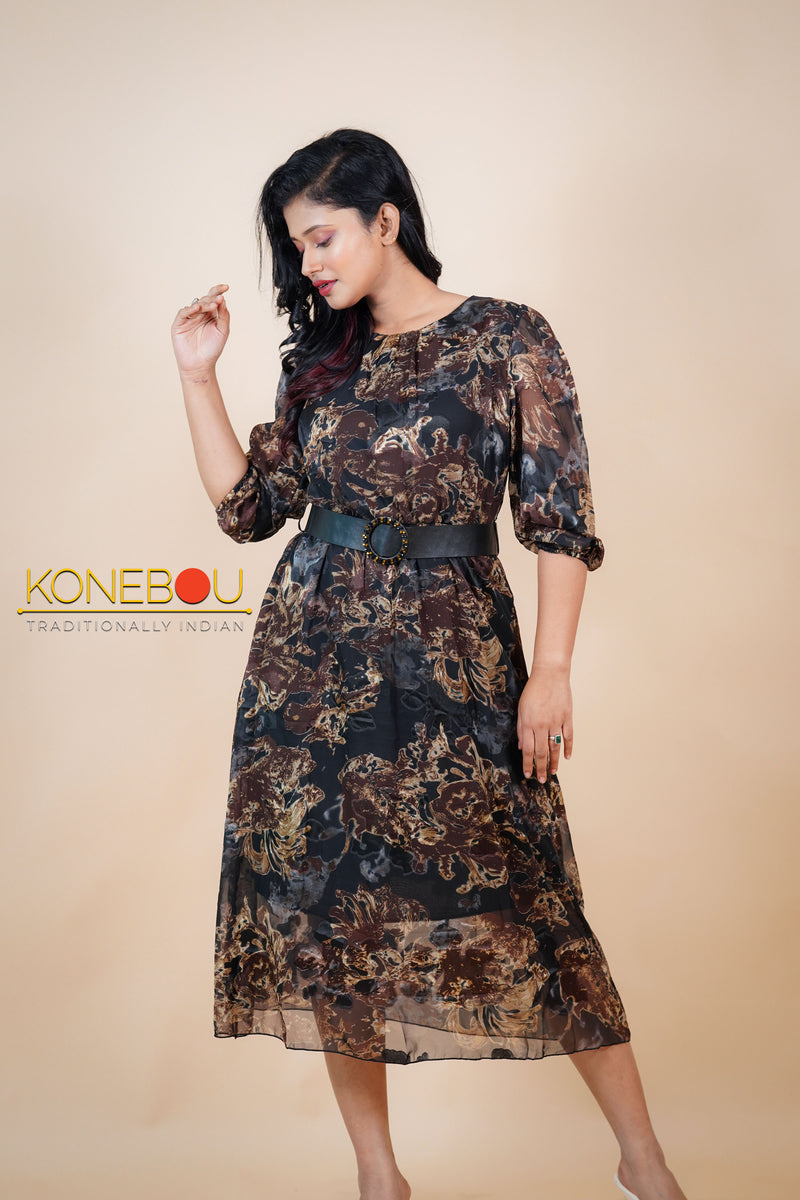 Multi Printed Flared Dress