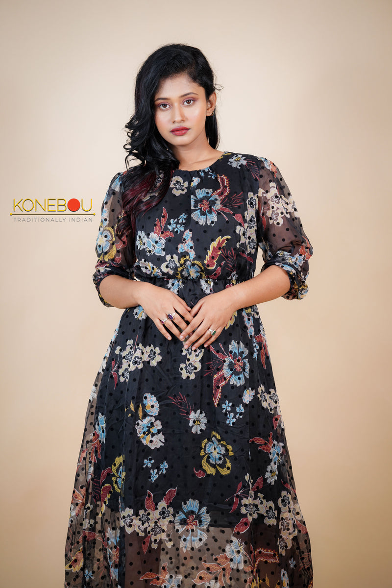 Multi Printed Flared Dress
